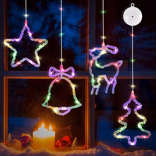 Garwarm Multicolour Hanging Christmas Window Lights with 8 Modes and Auto Timer