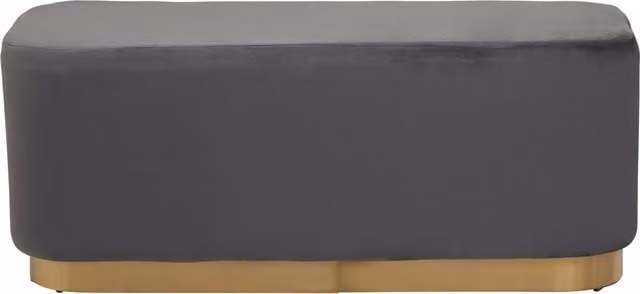 Orsina Grey Velvet Rectangle Stool with Gold Metal Base – 2
