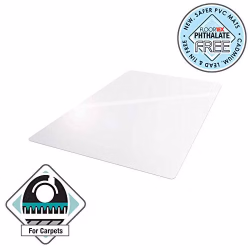 Floortex Advantagemat PVC Rectangular Chair Mat for Carpets up to 6mm, Transparent, W: 116 cm x D: 150 cm – 2
