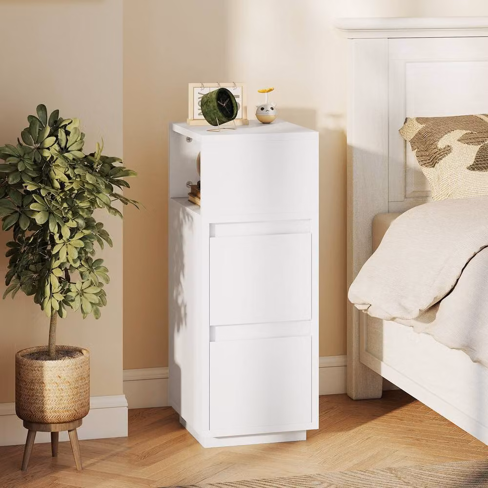 ERGOVEXA Slim Bedside Table, White, W/D/H: 30.0 x 25.0 x 65.0 cm – 2
