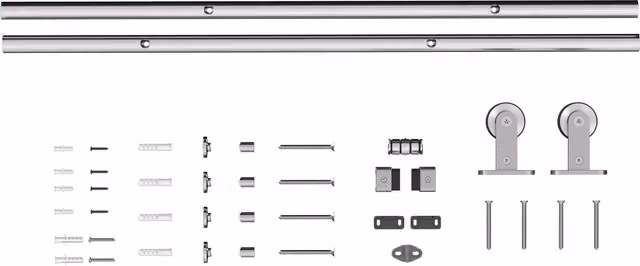 HOMCOM Sliding Door Hardware Kit in Brushed Silver Stainless Steel for 200cm Track – 1
