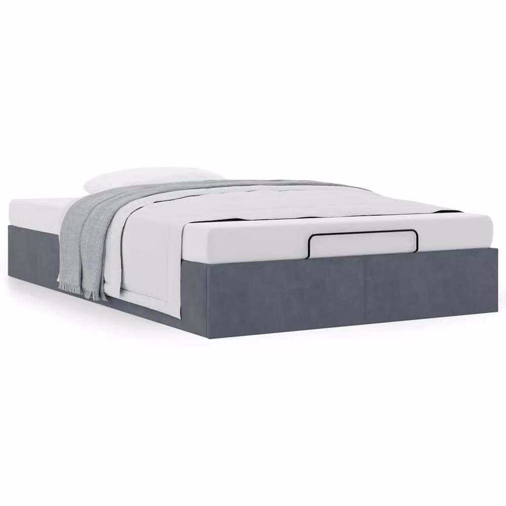 Berkfield Home Double Ottoman Bed Frame in Dark Grey Velvet with Lift Up Base – 2