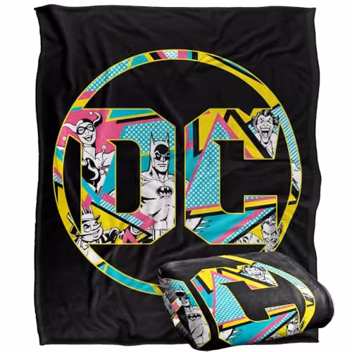LOGOVISION Batman 80s Bat Logo Super Soft Silky Touch Fleece Throw Blanket, Multicolour, W: 152.4 cm x L: 127.0 cm – 1