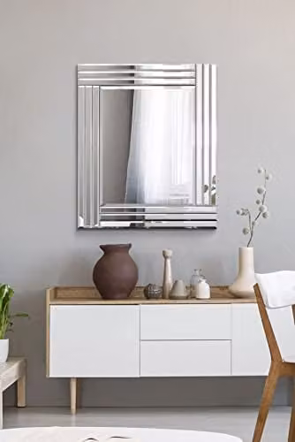 MirrorOutlet Silver Antique Rectangular Glass Wall Mirror W: 68 cm, H: 58 cm