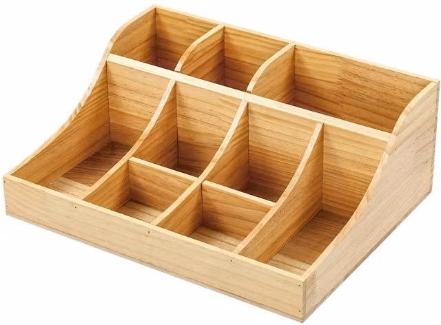 PAWNORA Pine Condiment Organizer in Brown Wood – 1
