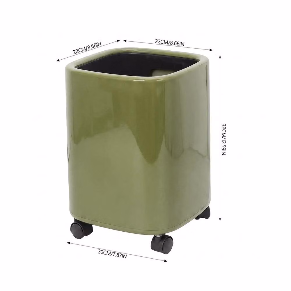 PAWNORA 12L Wheeled Plastic Rubbish Bin with Flip Lid and Removable Inner Bucket, Green – 2