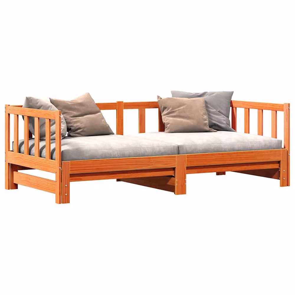 Berkfield Home Modern Pull-out Day Bed in Wax Brown with Drawers, W/D/H: 160 x 200 x 80 cm – 3