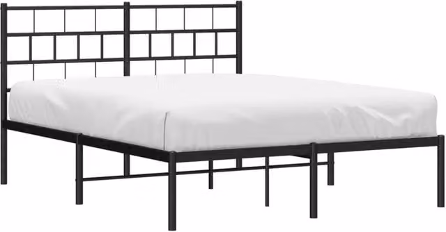 Berkfield Home Metal Bed Frame with Headboard in Black, W/D/H: 120 x 200 cm