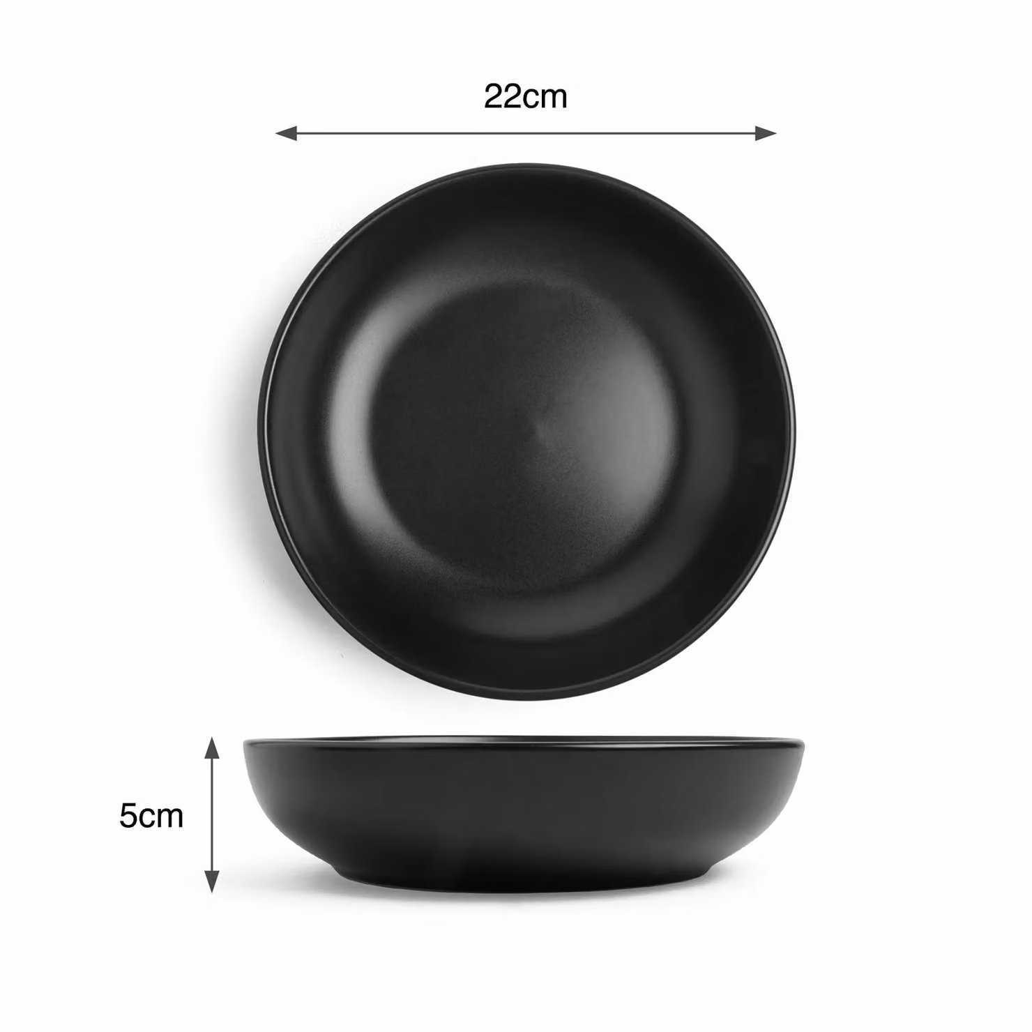 VonShef Set of 4 Black Ceramic Stoneware Pasta Bowls, 22cm Diameter – 6