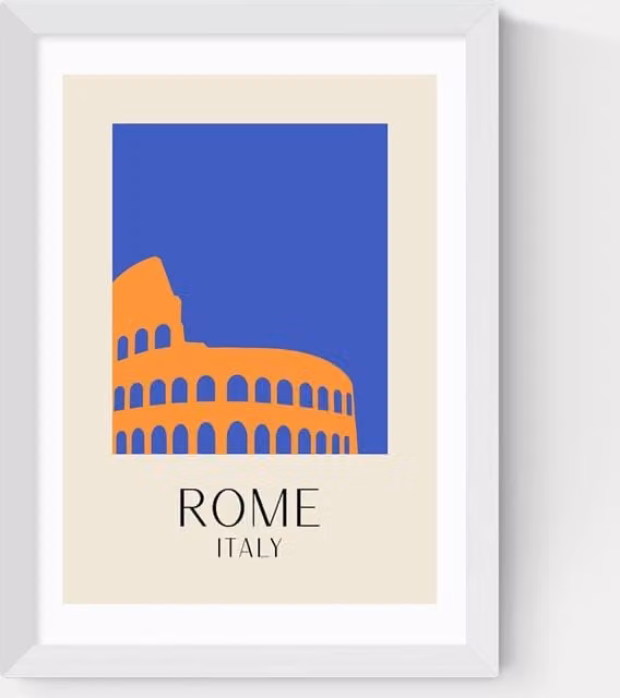 East End Prints Rome by Inoui Multicolour Framed Art Print in White