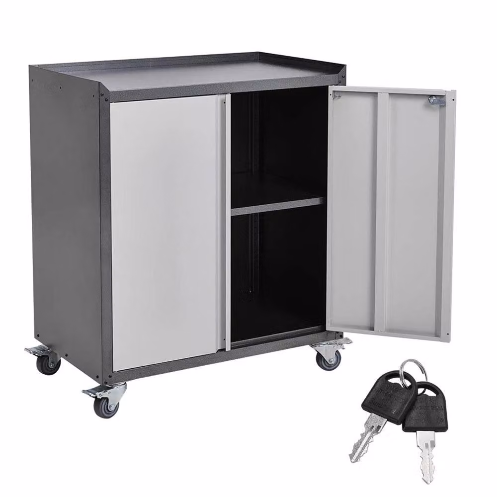 Nordara Lockable 2-Door Steel Office Storage Cabinet in Grey, W/D/H: 100 x 15 x 15 cm – 5