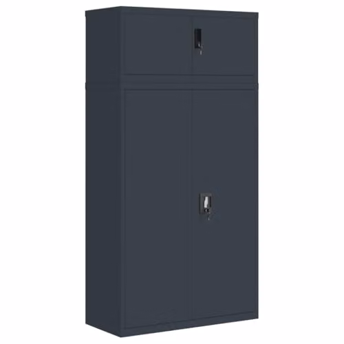 vidaXL Metal File Cabinet in Anthracite with Lock and Adjustable Shelves, W/D/H: 90 x 40 x 180 cm