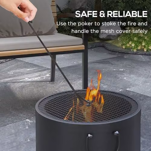Outsunny Metal Smokeless Wood Burning Fire Pit in Grey, Diameter: 38 cm – 3