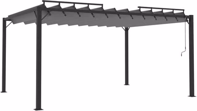 Berkfield Home Gazebo with Louvered Roof in Black Aluminium and Anthracite Fabric, W: 400 cm, D: 300 cm