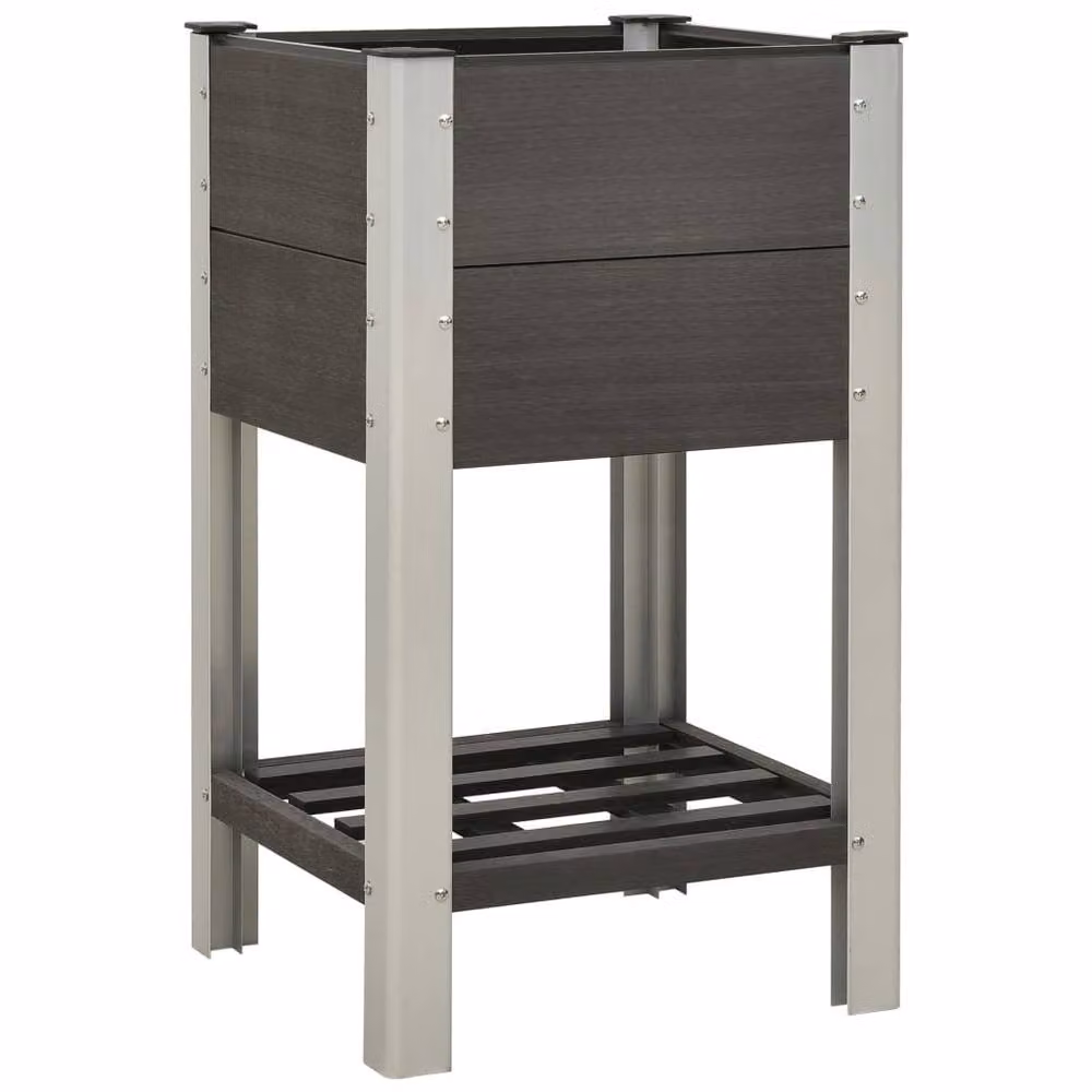 Berkfield Home Garden Grey WPC Raised Bed with Shelf, W/D/H: 50 x 50 x 90 cm – 2