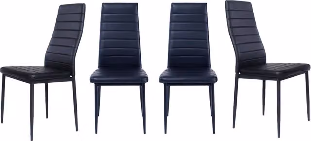 Livingandhome Set of 4 Black Faux Leather Armless High Back Dining Chairs