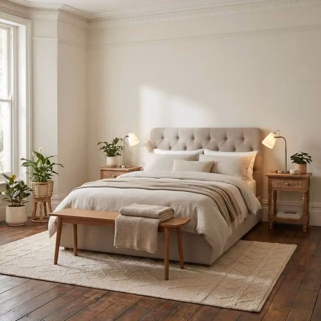 FurnitureboxUK Hayden Beige Fabric Upholstered Ottoman Bed Frame, W/D/H: 140 x 200 cm