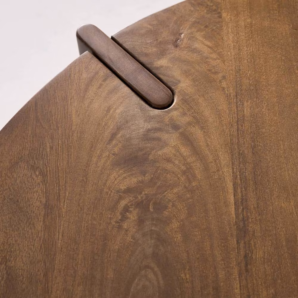 sweeek Exotic Round Solid Wood Coffee Table in Dark Brown – 3