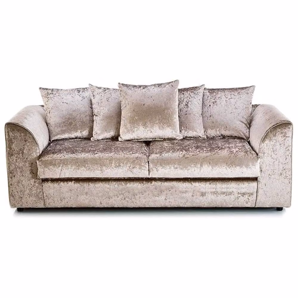 Snug Furniture Birmingham Ltd Venice Beige Crushed Velvet 3+2 Sofa Set with Scatter Cushions – 2