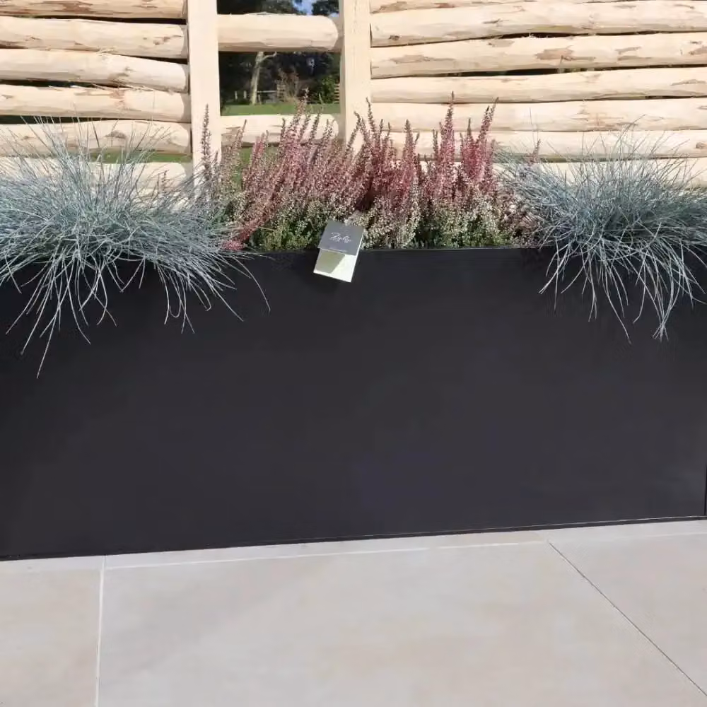 Access Garden Products Matte Black Galvanised Steel Trough Planter, 75 cm – 6