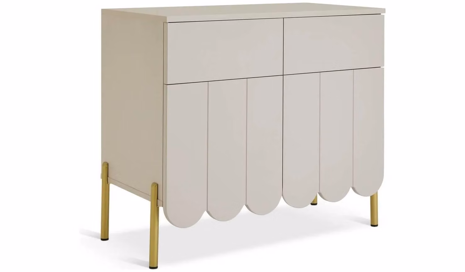 Fala Modern 2 Door 2 Drawer Sideboard in Natural White and Gold Finish