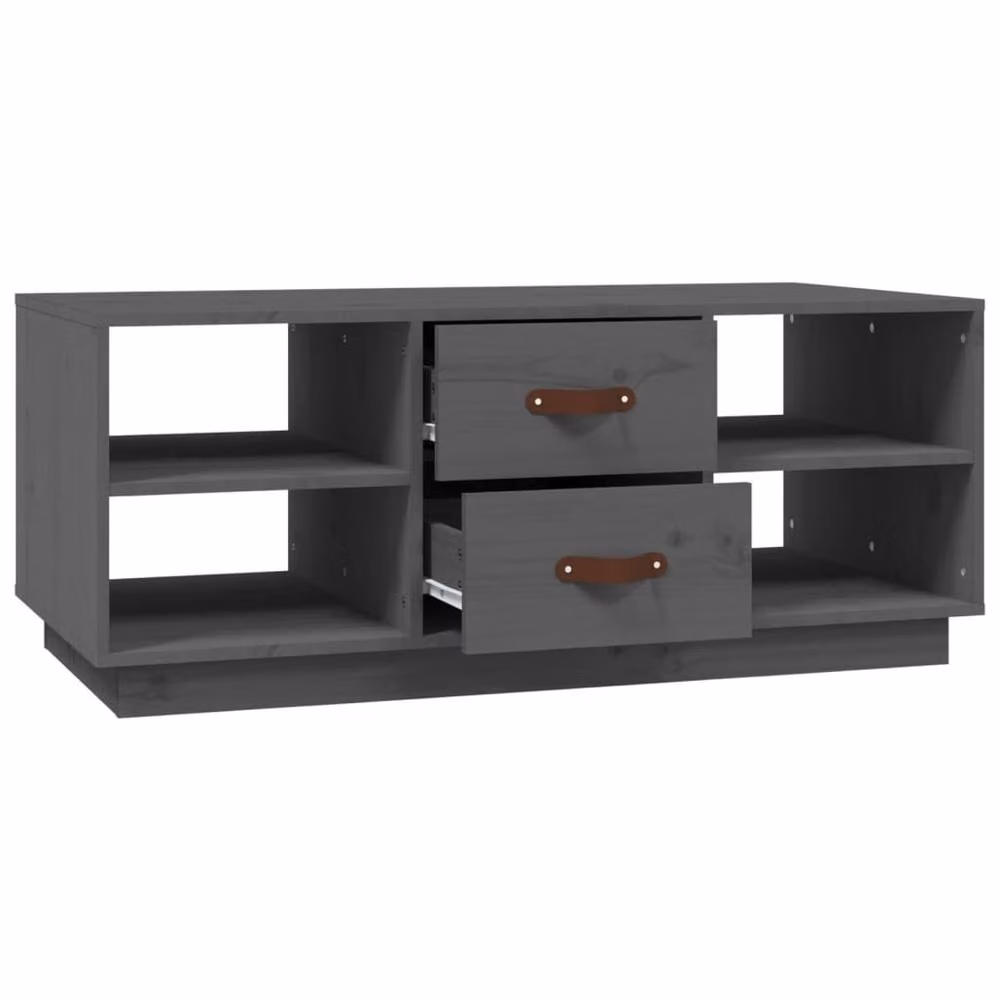 Berkfield Home Grey Rustic Solid Pine Coffee Table W/D/H: 100 x 50 x 41 cm – 4