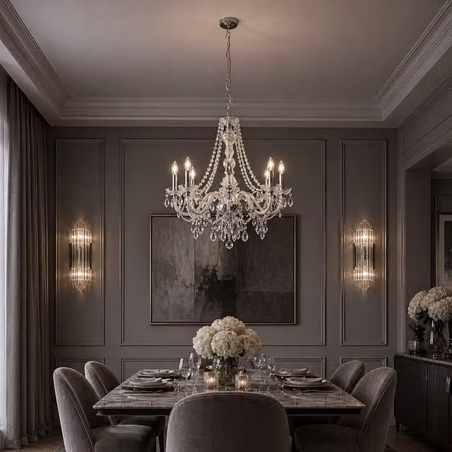 Pagazzi Vivienne 8 Light Chrome and Transparent Crystal Chandelier Ceiling Pendant in Silver – 1