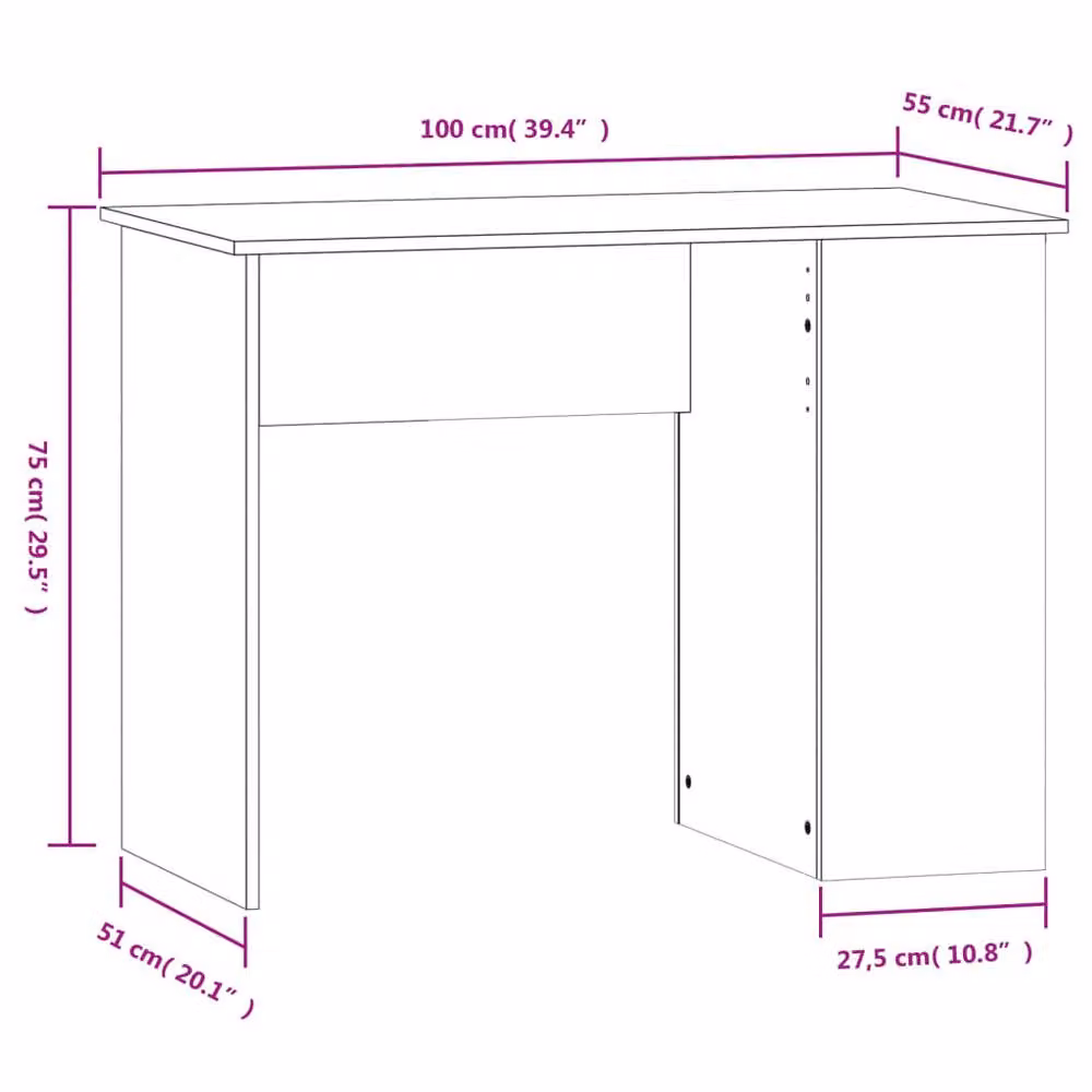 Berkfield Home Modern Writing Desk in Grey Sonoma, W/D/H: 100 x 55 x 75 cm – 4