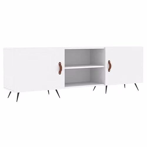 vidaXL Modern White TV Cabinet with Media Compartments, W: 150 cm, D: 30 cm, H: 50 cm