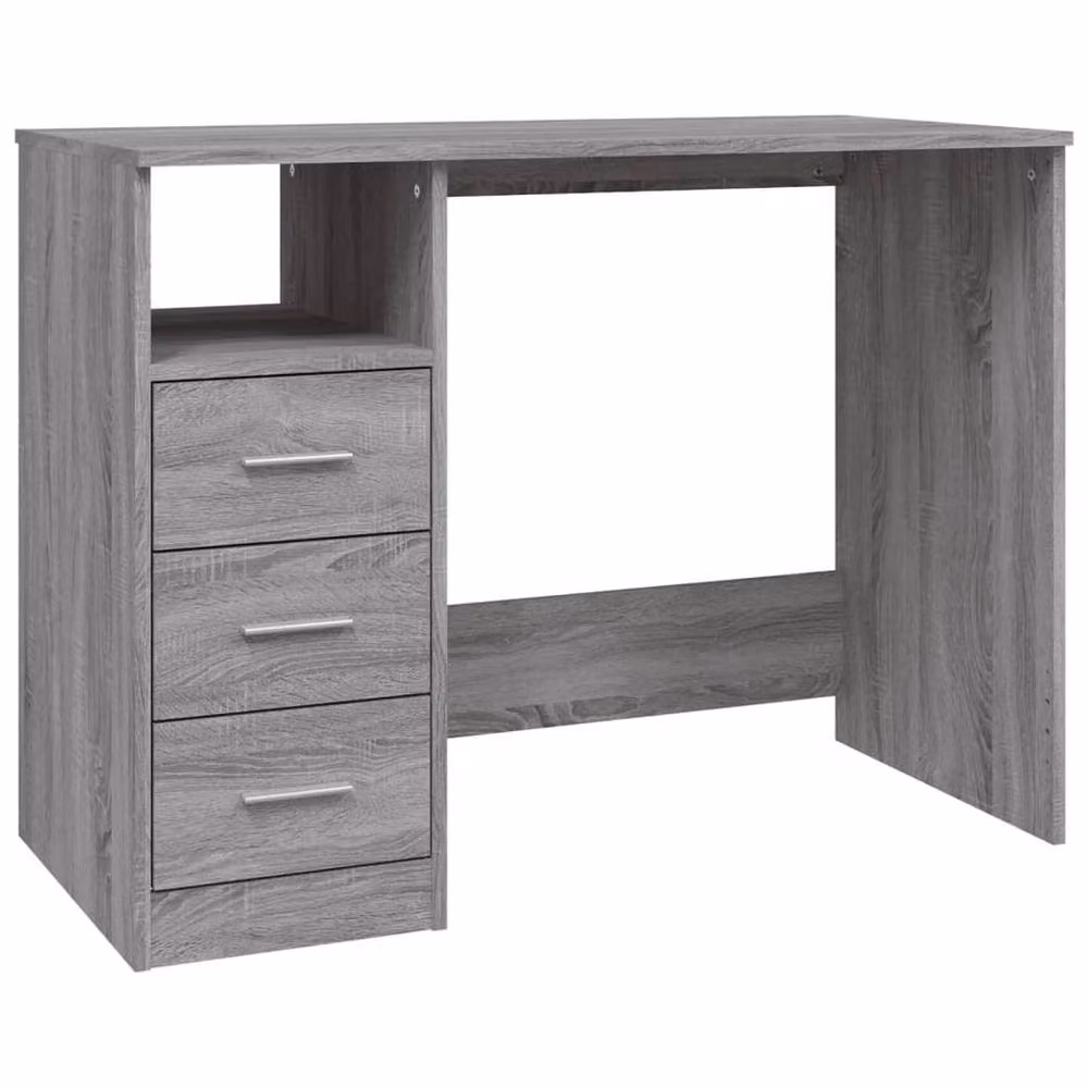 Berkfield Home Elegant Writing Desk with Drawers in Grey Sonoma, W/D/H: 102 x 50 x 76 cm – 2