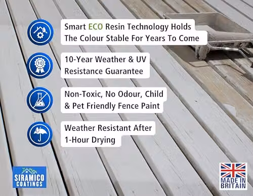 SIRAMICO COATINGS One Coat Anti-Slip Decking Paint, White, 5 Litres – 2