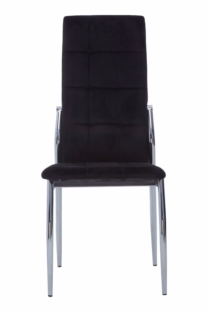 Orsina Tamzin Black Velvet High Back Dining Chair with Silver Metal Cantilever Base – 2