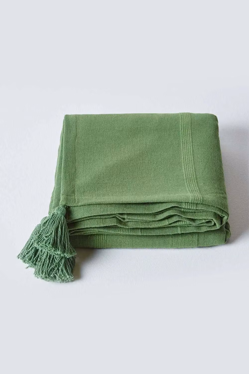 Homescapes Cotton Rajput Ribbed Throw in Green, W/D/H: 255 x 360 cm – 2