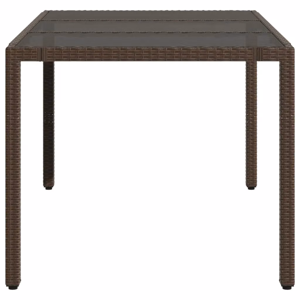 Berkfield Home Brown Poly Rattan Garden Table with Glass Top, W/D/H: 150 x 90 x 75 cm – 3