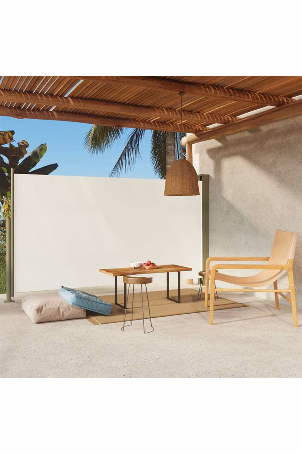Living and Home Retractable Outdoor Garden Privacy Side Awning, Beige, W: 300 cm, H: 160 cm – 2