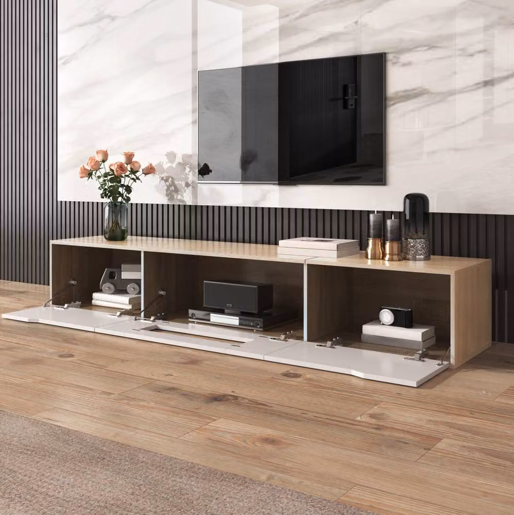 STILVORA Modern Glossy White MDF TV Cabinet, W/D/H: 180 x 35 x 35 cm – 2