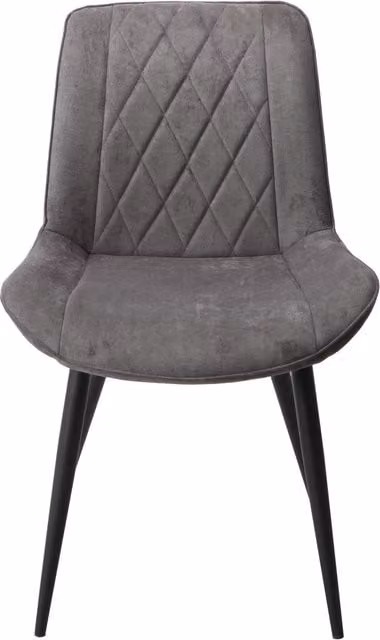 Core Products Ltd Pair of Grey Microfibre Fabric Dining Chairs with Diamond Stitching and Black Metal Legs