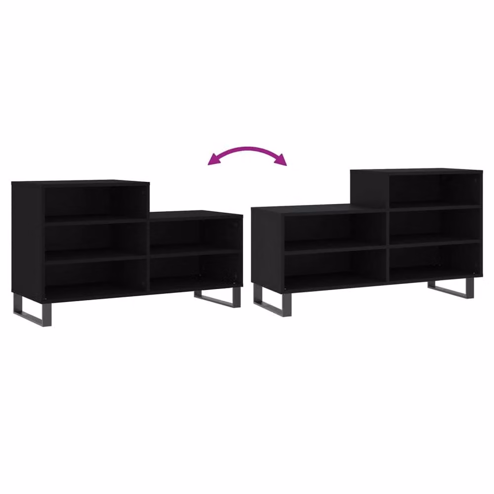 Berkfield Home Modern Black Shoe Cabinet with Internal Shelves, W/D/H: 102 x 36 x 60 cm – 5