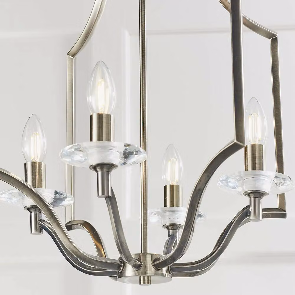 Loops Antique Brass and Crystal 4 Bulb Hanging Ceiling Pendant Light – 2