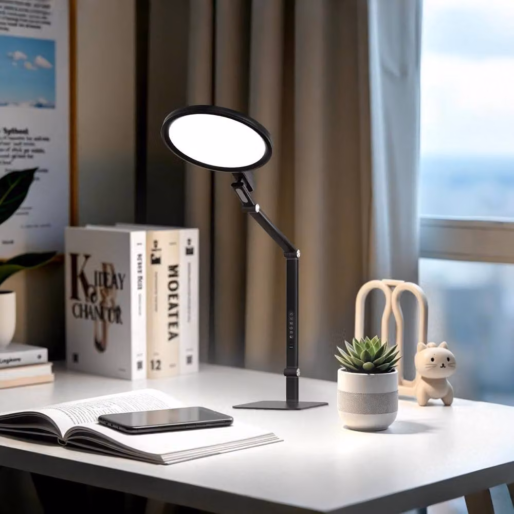 Goeco Black LED Table Lamp with Touch Dimming and USB-C Charging – 7