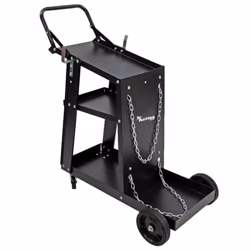 Actiasgear 3-Tier Steel Welding Cart Trolley with Gas Bottle Storage, Black, 80kg Capacity – 2