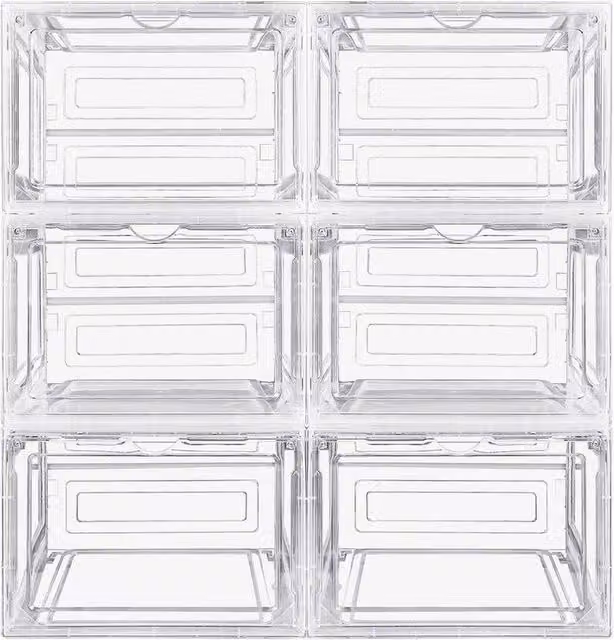 SPETLEK Set of 6 Transparent Acrylic Shoe Display Boxes, Large, W: 27.0 cm, D: 19.0 cm, H: 27.0 cm