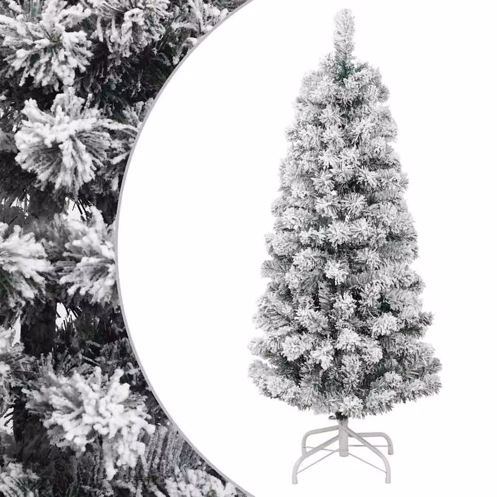 Berkfield Home Beautiful Artificial Hinged Christmas Tree with Flocked Snow in White, Height: 150 cm – 2