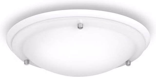 ValueLights Round Flush Ceiling Light in White and Chrome with Warm White Bulb, IP44 Rated