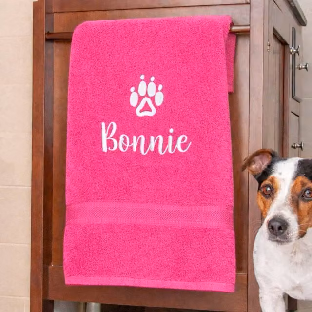 Duncan Stewart Personalised Pink Dog Towel