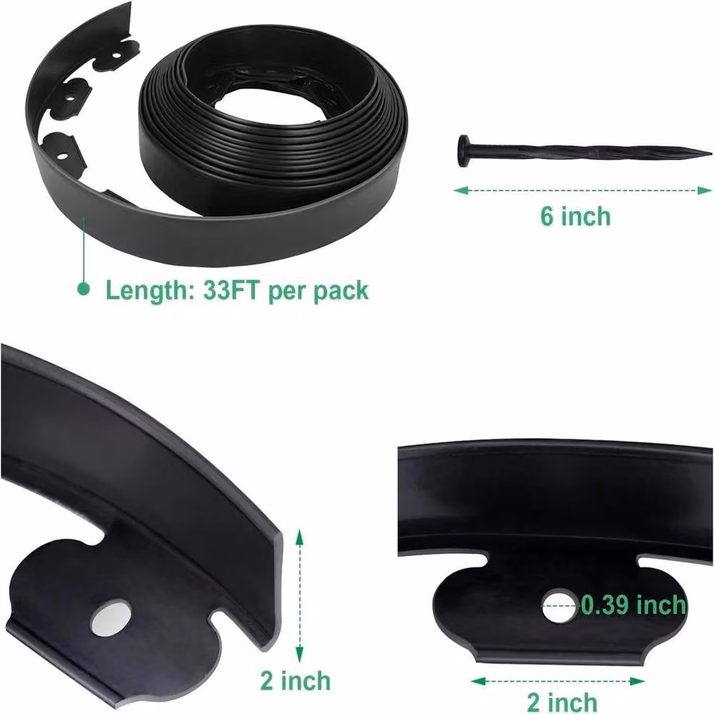 Havendro 10m Lawn Border Edge with 40 Pegs in Black – 2