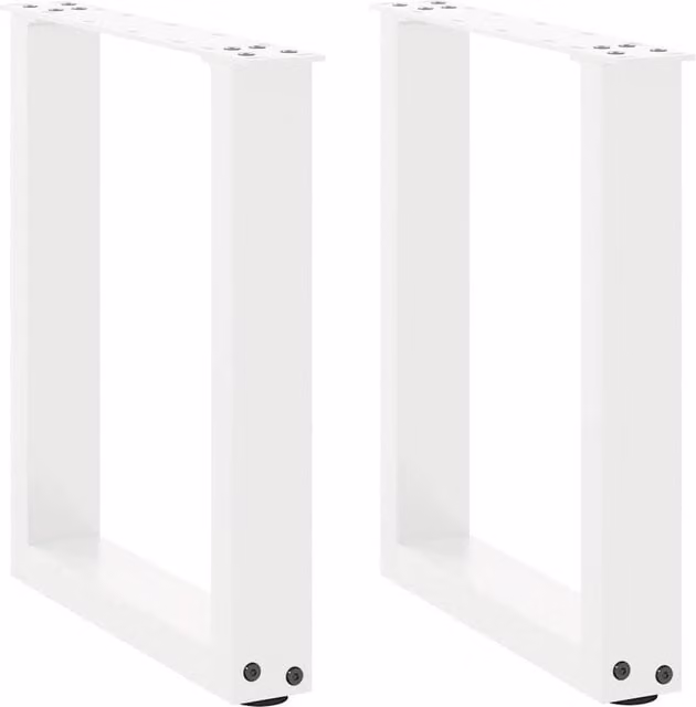 Berkfield Home U-Shaped Steel Coffee Table Legs, 2 Pieces, White, H: 38 cm, W: 43 cm, D: 43 cm