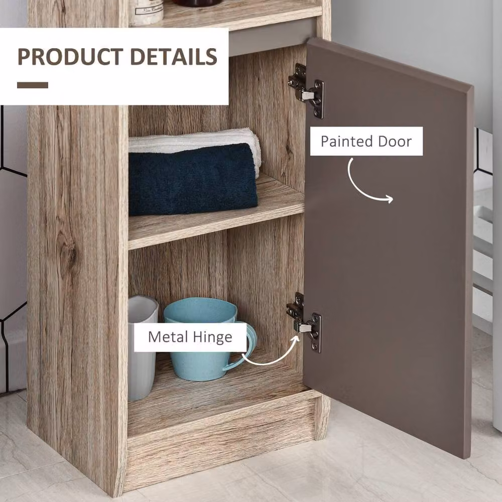 Wyld Haus Kaeldo Slim Freestanding Bathroom Storage Cabinet in Grey and Oak, H 170 x W 24 x D 30 cm – 4