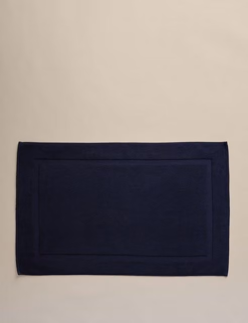 M&S Luxury Egyptian Cotton Navy Blue Non-Slip Rectangular Bath Mat