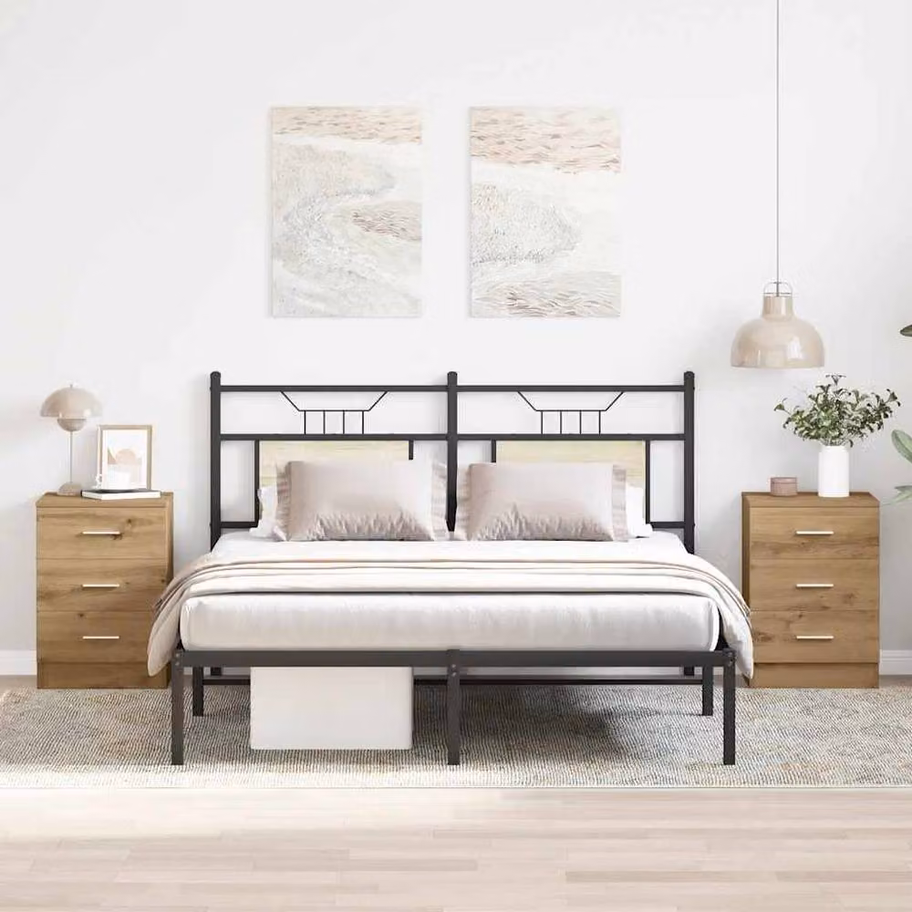 Berkfield Home Set of 2 Artisan Oak Bedside Cabinets in Brown, W/D/H: 38 x 35 x 55 cm – 2